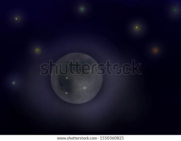 A dark creepy night highlighted by the dim\
purple moonlight