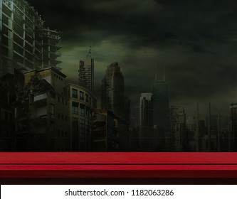 Dark Dystopian with Red Wood Shelf Book Mockup Background