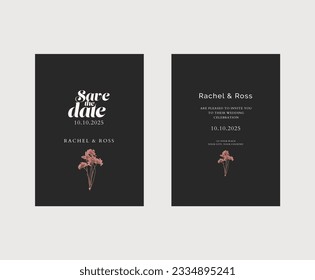 dark Elegant Save the Date Template with flower - Simple and Charming Design for Your Special Day - Powered by Shutterstock