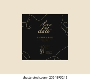 Dark Elegant Save the Date Template with lines - Simple and Charming Design for Your Special Day - Powered by Shutterstock