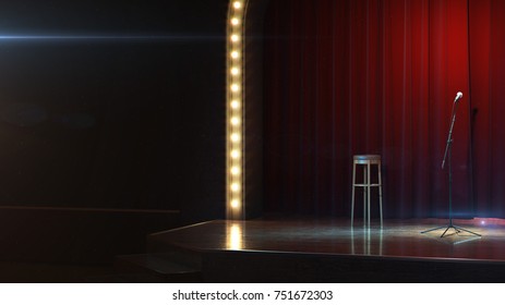 Dark empty stage. 3d render