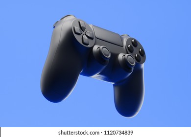 Dark Game Pad On A Dark Blue Background. 3d Rendering