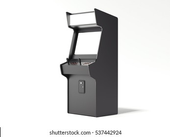 Dark Gaming Machine Isolated On A White Background. 3d Rendering