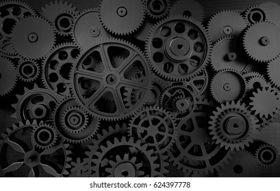 dark gears background; 3d illustration