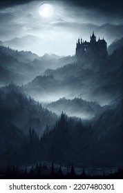 Dark Gothic Castle, Mountain Region, Dark Forest, Oled, Gothic Structure