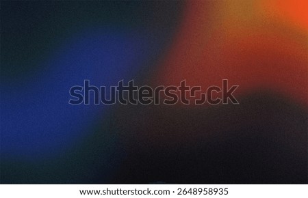 A dark, grainy abstract background featuring a gradient from deep blue on the left to fiery orange and red on the right, with a textured, noisy overlay.