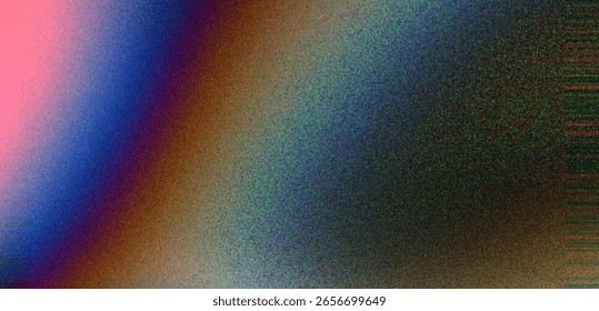 Dark Grainy Abstract Gradient Background: Muted Rainbow Static Texture