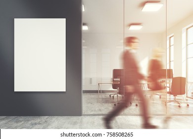 Dark Gray Office Lobby, Meeting Room, People