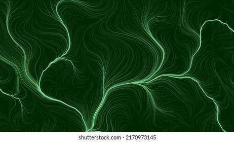 Dark green abstract concept background  Digital art design   Backdrop and modern stripes  Wavy stripes olive color dark texture  Neon Glowing Rays