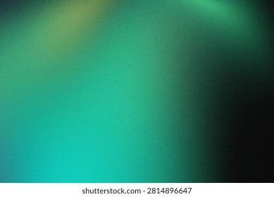 Dark Green Abstract Gradient Background Featuring Heavy Grainy Noise Texture with Emerald, Teal and Subtle Olive Tone Vignette