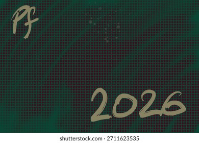Dark green backdrop. Numerous tiny dots. Script lettering. Number sequence. Minimalist design. Modern aesthetic. Simple composition. Graphic element