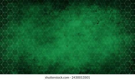 Dark green crypto background with a hexagonal overlay