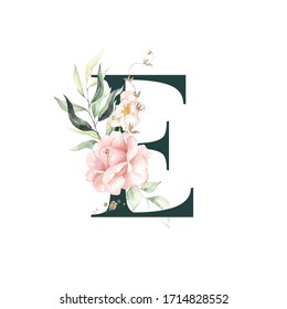 Dark Green Floral Alphabet Letter E Stock Illustration 1714828552 ...