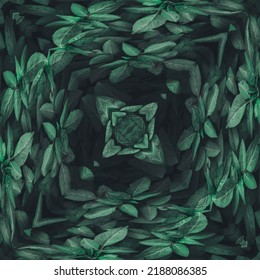 Dark Green Leafy Abstract Pattern Design 