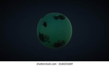 A Dark Green Planet In Solar System Formation, 3D Illustration, Can Be Used As Wallpaper, Background, Painting Or Story Book