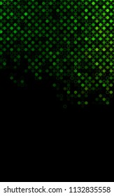 Dark Green vertical  pattern with spheres. Beautiful colored illustration with blurred circles in nature style. New design for ad, poster, banner of your website.