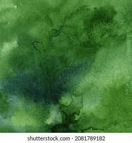 Dark Green Watercolor Background On Paper