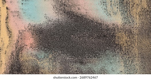 Dark Grungy Abstract Texture Background with Subtle Pastel Spray Paint and Distressed Canvas Effect