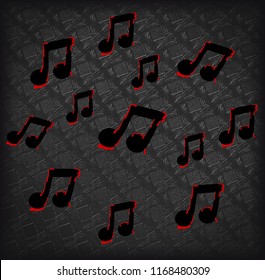 dark hand drawnd black and red music themed illustration