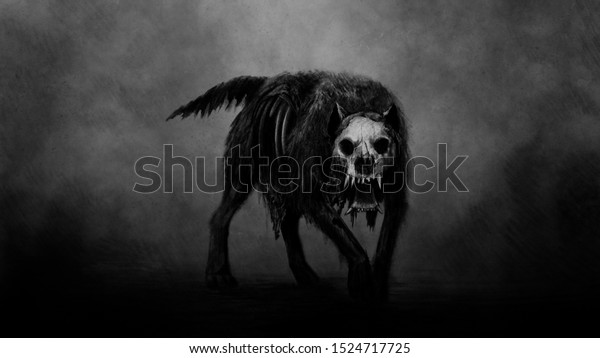 暗いホラー芸術 神秘的な犬 のイラスト素材
