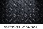 Dark industrial background featuring a repeating pattern of diamond plate metal
