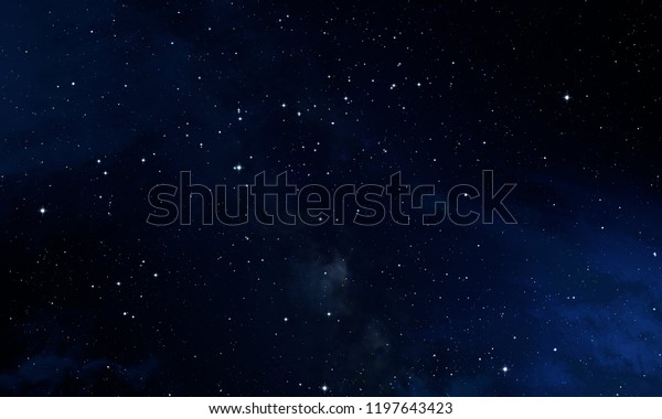 黑暗星际空间 2d 插图 恒星在一个深空 蓝色寒冷的星云 黑暗的夜空库存插图