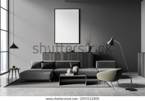 Dark Living Room Interior Empty White Stock Illustration 2093522800 ...