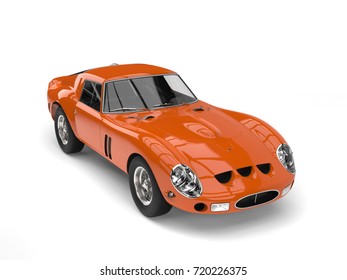 Dark Mandarin Orange Vintage Race Car - High Angle Shot - 3D Illustration