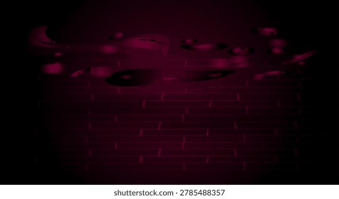 Dark maroon brick wall texture with abstract shadow