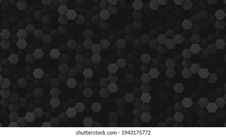 Dark Matte Hexagonal Cells. Abstract Low Contrast Background. 3d Rendering