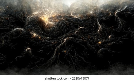 Dark Matter Abstract Background, Fly Into The Galaxy Of Darkness - V1