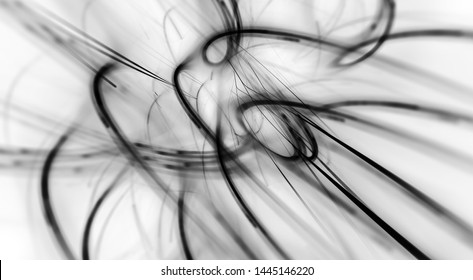 Dark Matter And Energy Curves In Space, Black And White Abstract Intensity Map, 3D Rendering