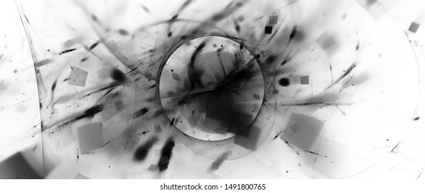 Dark Matter Portal Black And White Effect, Computer Generated Abstract Intensity Map, 3D Rendering