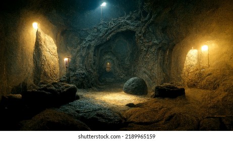 Dark Medieval Castle Dungeon Tunnel Dark Stock Illustration 2189965159 ...