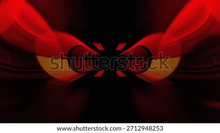 Dark menacing abstract background with glowing red demon eyes and black tunnel perspective