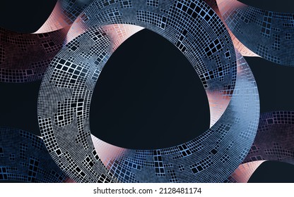 Dark Metal Mobius Strip, 3d Rendering. Computer Digital Drawing.