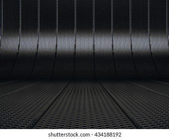 Dark Metallic Grid Or Net Background. 3D Render.