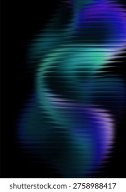 Dark Minimal Neon Gradient Flow Shape with Horizontal Scan Lines Futuristic Abstract Energy Background Design