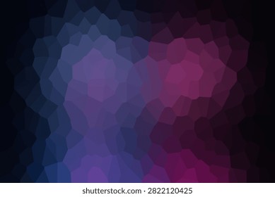A dark, moody abstract background composed of a mosaic pattern with a soft gradient shifting between deep blue and vibrant purple hues.