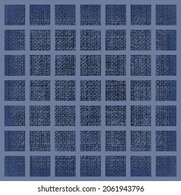 Dark Navy Blue Color Fabric Texture Pattern Design. Linen Textures. Fabric Canvas Overlay. Old Paper Background. Plaid Check Patten In Dark Navy And Blue