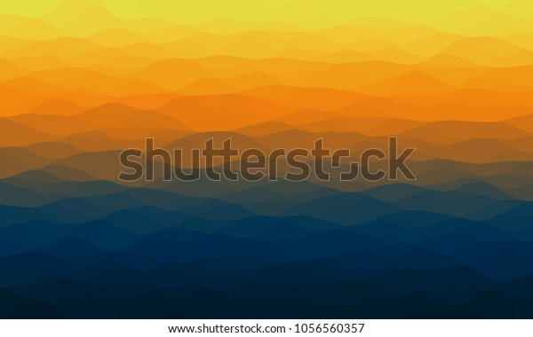 暗い紺色から黄色の抽象的グラデーション背景 山の峰 砂漠の砂波の効果 のイラスト素材