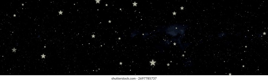 A dark night sky is filled with countless glowing stars of various sizes and faint, wispy nebulae. Clear details and vibrant colors enhance visual appeal.