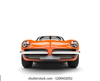 Dark Orange Vintage Race Fast Car - Front View - 3D Illustration