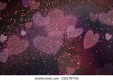 Dark Pink Glitter Hearts Valentine Background