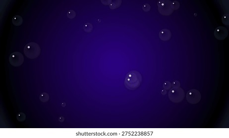 A dark purple gradient background with translucent bubbles of various sizes scattered throughout, giving a sense of depth and mystique, with a subtle vignette effect around the edges