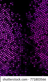 Dark Purple Vertical Banner With Circles, Spheres. Abstract Spots. Background Of Art Bubbles In Halftone Style With Colored Gradient.