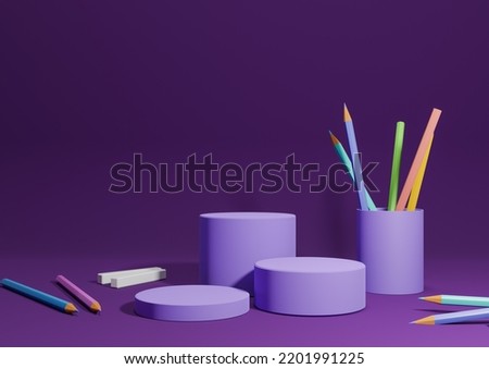 Similar – Foto Bild Glasbecher mit Stiften und Pinseln auf violettem Hintergrund