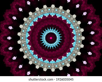 Dark Red Grey And Blue Large Kaleidoscope Portrait