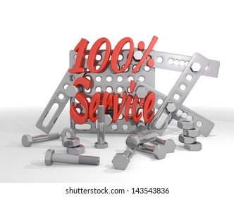 Dark red   top support 3d graphic with best service icon  on mechanical construction