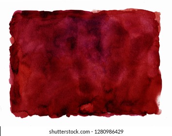 Dark Red Watercolor Stain, Burgundy Background